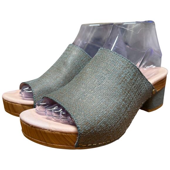 Dansko Maci EU38/US7.5-8 Green Leather Open Toe Platform Mule Block Heel *READ* - Picture 2 of 15